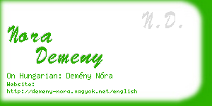 nora demeny business card